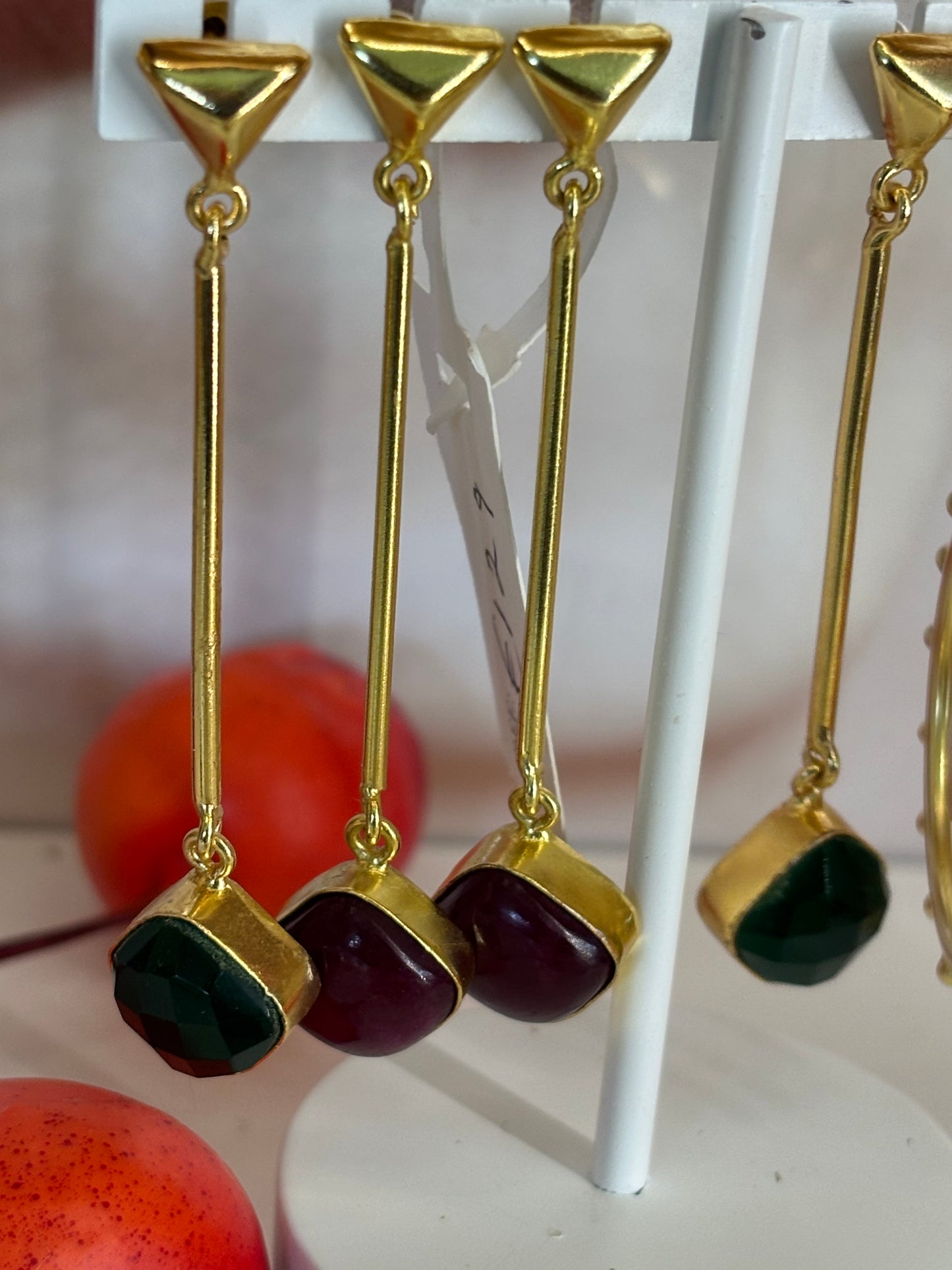 Natural drop stone earrings