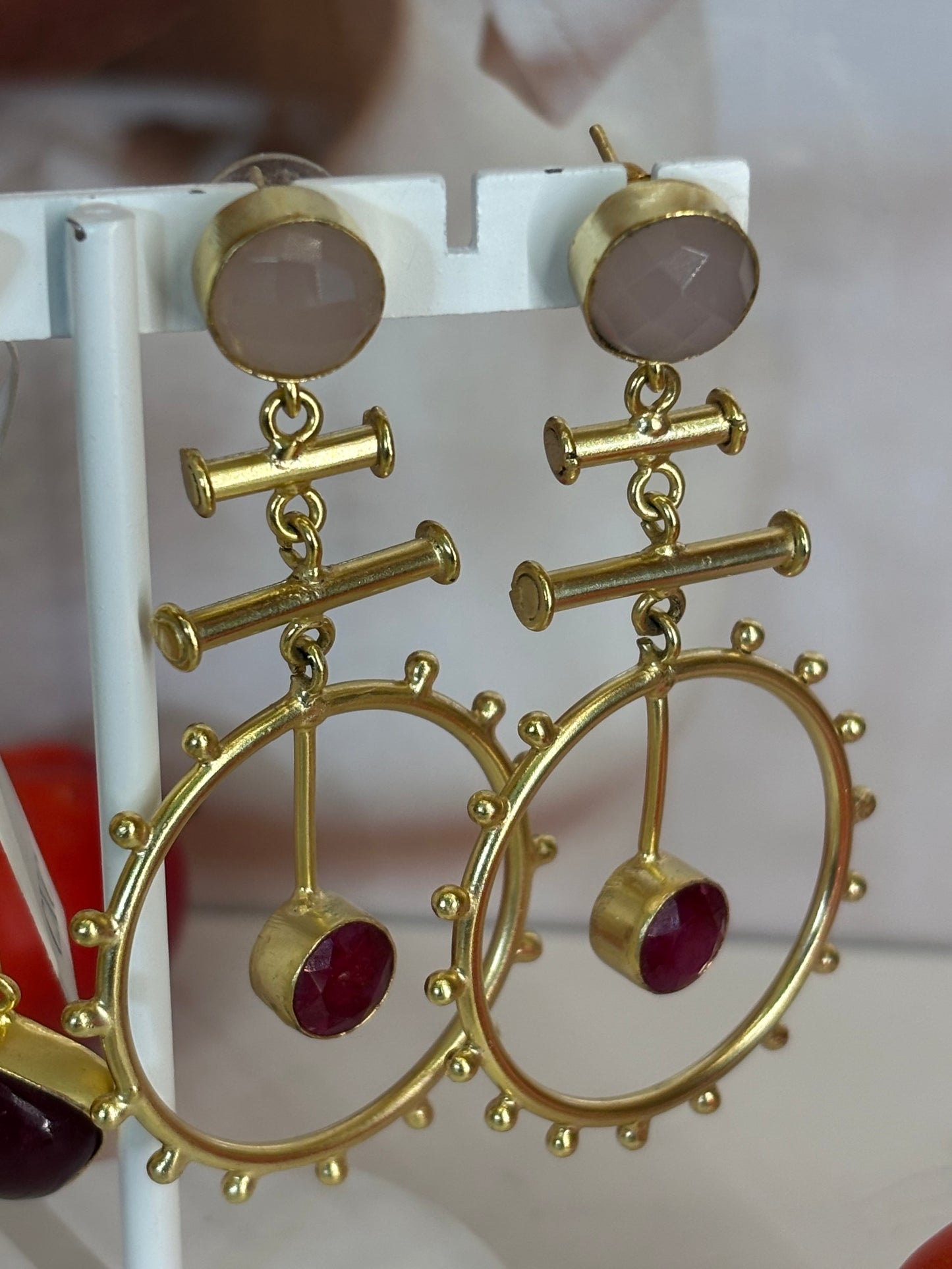 Multi stone gold earrings