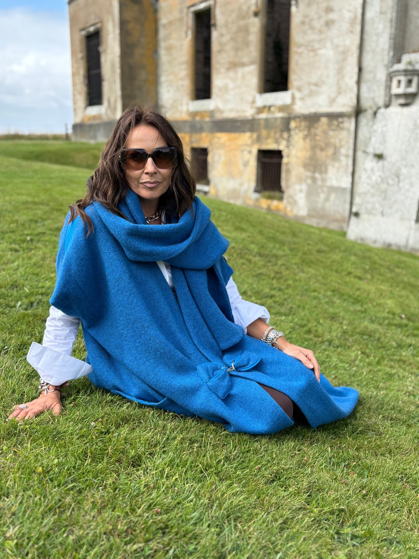 The royal blue blanket coat