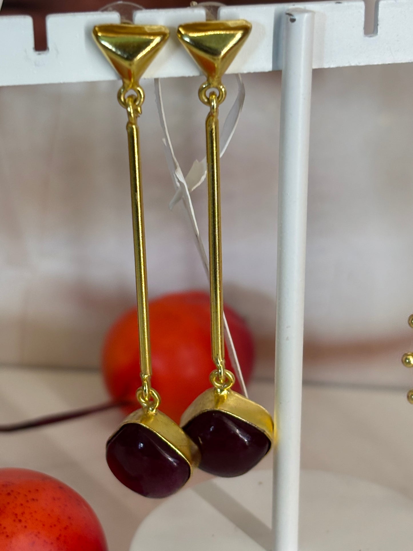 Natural drop stone earrings