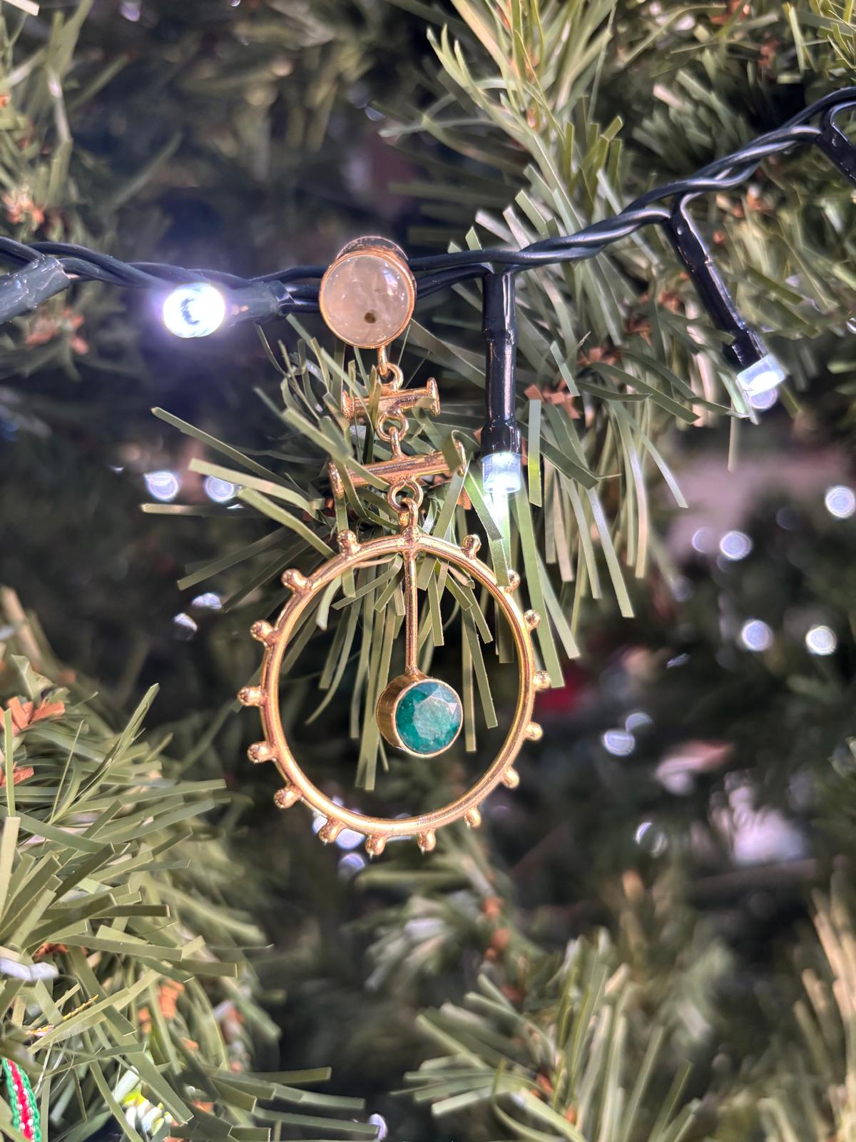 Multi stone gold earrings